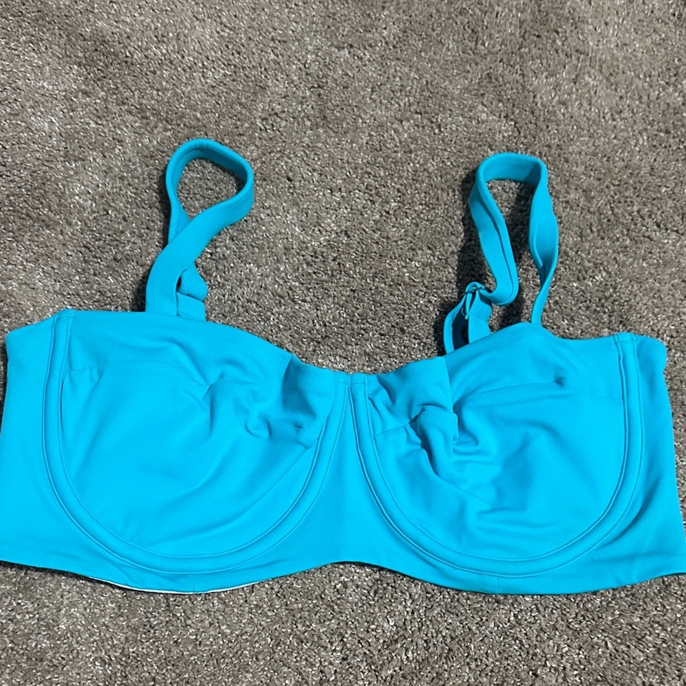 Blue Balconette Swim Top